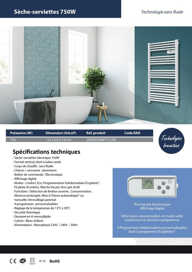 Cayenne towel rack Jupiter LCD - 750 W.