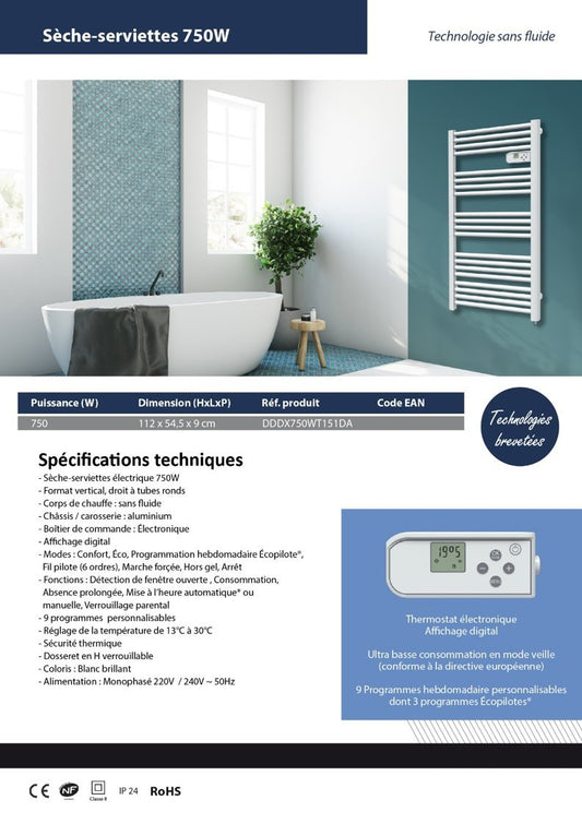 Cayenne towel rack Jupiter LCD - 750 W.