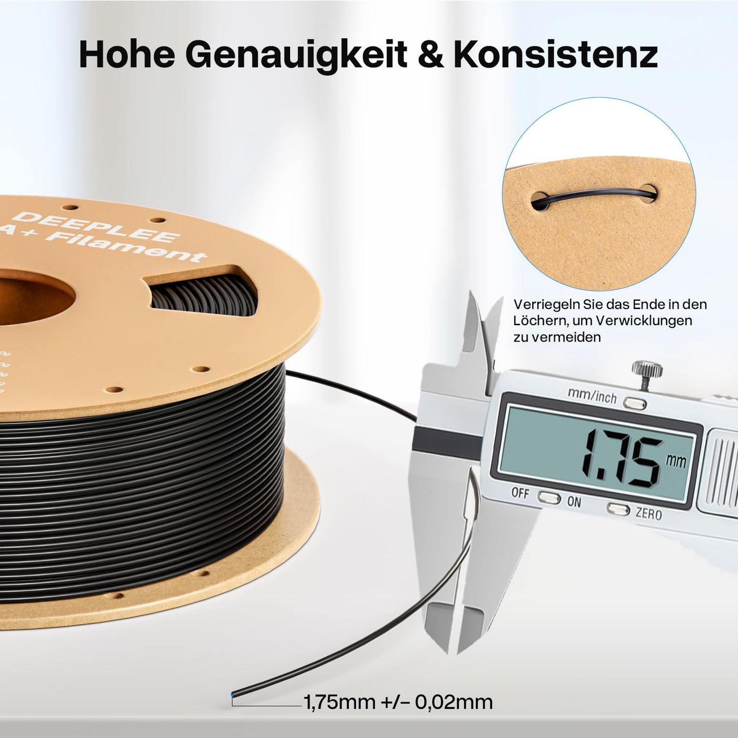 DEEPLEE PLA+ filament 1.75mm, PLA Plus 3D printer filament, Accuracy +/- 0.02mm, 3D printing materials, Black White Red Blue 4kg (1kg/spool)