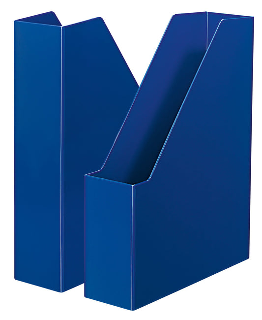 HAN i-Line standing file - 2 pieces, elegant, modern high-end standing file for magazines, folders, and documents up to A4/C4 size, blue, 16501-14.