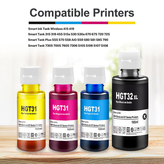 31 32XL printer ink for Smart Tank 5105 7305, Smart Tank Plus 555 ink for Smart Tank 5105 5106 5107 5108 7005 7006 7305 7306 7605 455 515 519 530 555 558 559 570 655 670 750 790 319 415 419 printer