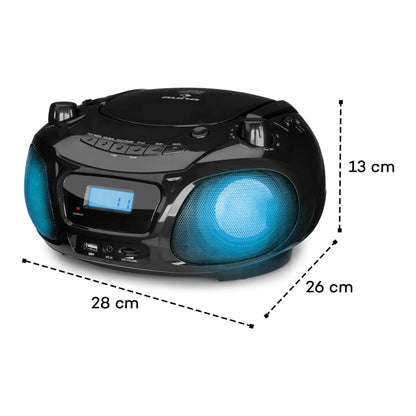 Auna portable radio for children with CD player, microphone and USB, 3W boombox with Bluetooth function, AUX/FM radio portable with LED display, MP3, 5.0 streaming, CD radio for girls and boys.