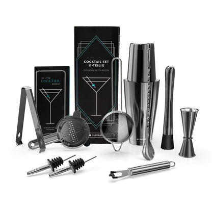 Navaris Cocktail Set Cocktail Shaker Mixer - 11-piece mixer set - accessories for cocktails like a pro - bar tools including recipe book