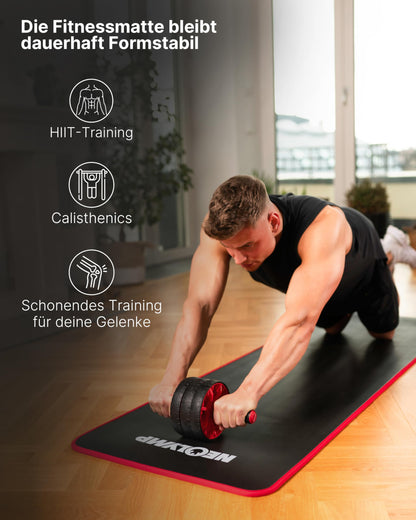 NEOLYMP extra thick and non-slip fitness mat with fitness E-book and carrying strap - Pilates mat, yoga mat, exercise mat, gymnastics mat, workout mat.