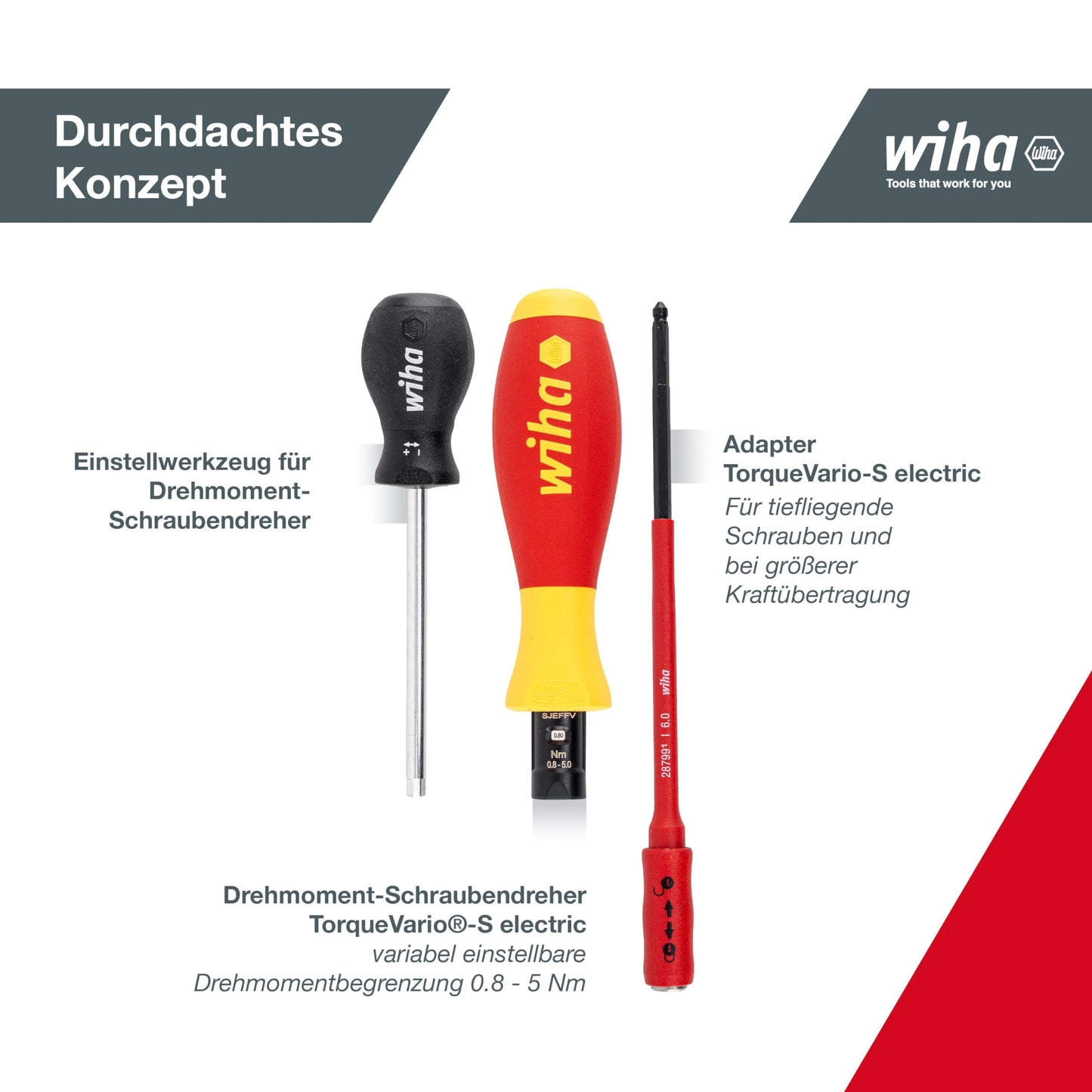 Wiha TorqueVario-S electric torque wrench screwdriver set (36791) mixed 19 pcs. | 0.8-5.0 Nm | incl. folding pouch | slot/cross/PlusMinus/TORX