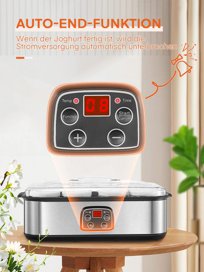 Yogurt maker, Greek yogurt machine with 8 jars/lids, One-touch display: Perfect for organic, sweetened, flavored, plain, or sugar-free options for babies, kids, and parfaits.
