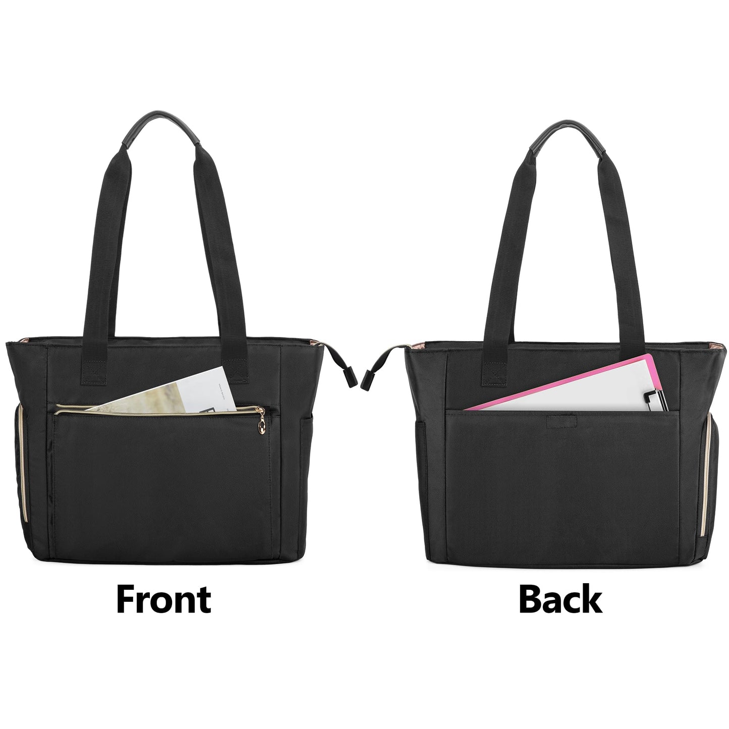 CURMIO Teacher Work Bag for Women, Portable Teacher Tote with Padded Sleeve, Briefcase with Compartments for Laptop, School Supplies, Teacher Supplies, Empty Bag, Black