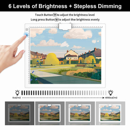 QENSPE A3 Wireless Light Table, LED Light Pad Light Box for Kids with Battery, 3 Color Modes and 6 Brightness Levels, Fully Dimmable, Lightbox with Stand and Magnetic Clip, Diamond Painting Accessories.