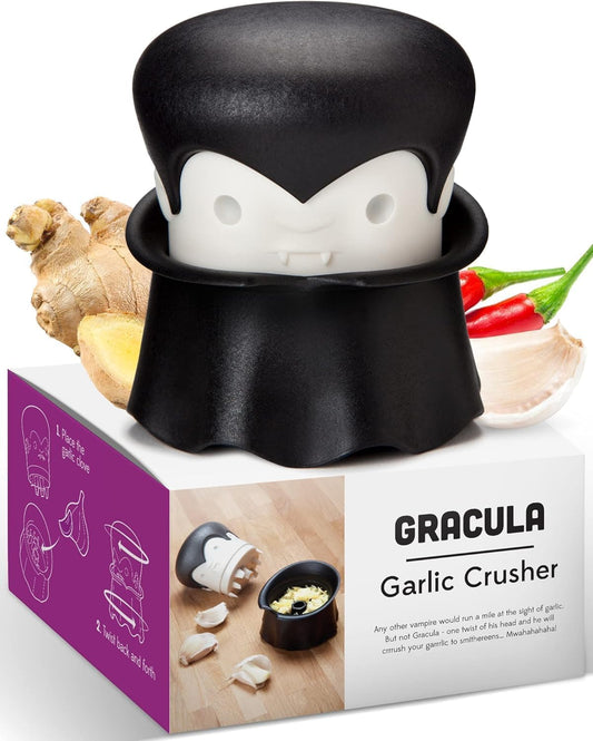 OTOTO Gracula Garlic Crusher - Garlic Chopper & Peeler - Garlic Press Dracula Easy to Use - Twister No BPA - Easy to Clean & Dishwasher Safe - Halloween Decor