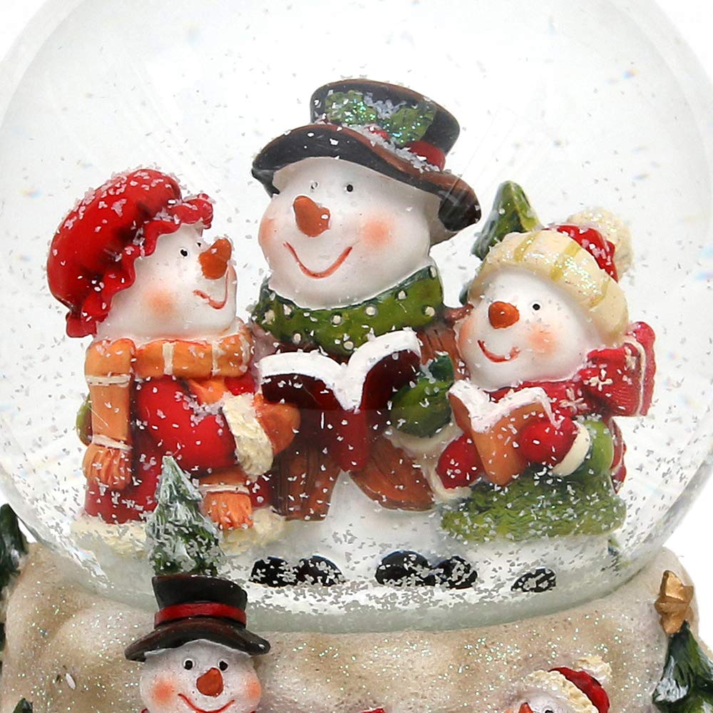 Snow globe, snowman trio, with music box, melody: O Holy Night, dimensions: 13.5 x 12 x 14.5 cm, ball diameter 10 cm.