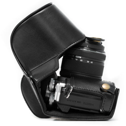 MegaGear MG367 Olympus OM-D E-M10 Mark II, E-M10 (14-42mm) Ever Ready Leather Camera Case with Strap - Black