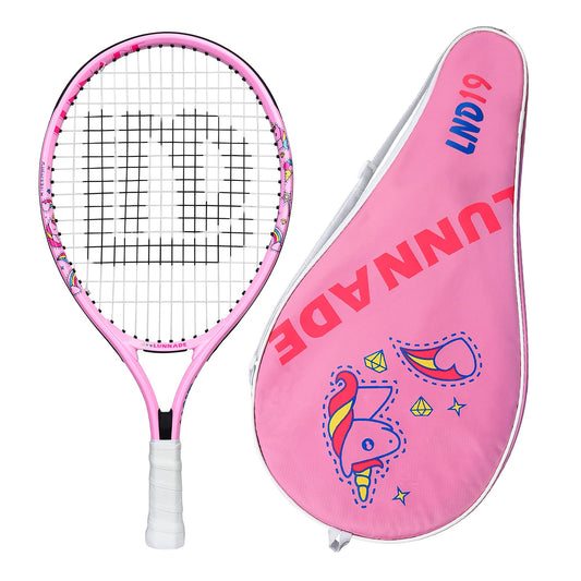 LUNNADE Kids Junior Tennis Racket, 19/21/23/25 inch youth tennis racket with cover, suitable for beginner boys and girls aged 3-12.