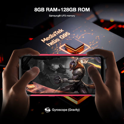 DOOGEE S97 PRO outdoor smartphone with 40m laser rangefinder, 8GB+128GB, 8500mAh battery (wireless charging), 6.39" UHD display, IP68, NFC/GPS, Android 11. Available in red. No contract required.