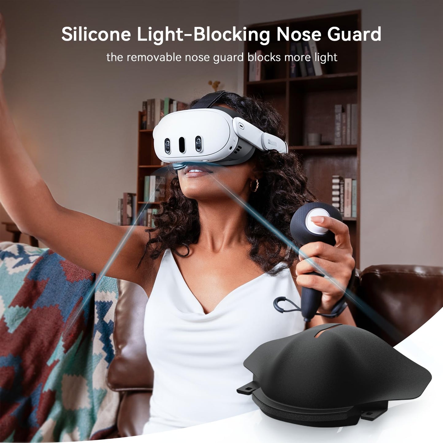 AMVR Face Cover Pad Facial Interface is compatible with Meta/Oculus Quest 3 accessories, featuring a soft PU face cushion pad replacement and Ice Silk Cotton material. Not compatible with Meta Quest 3S.