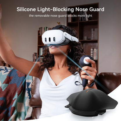 AMVR Face Cover Pad Facial Interface is compatible with Meta/Oculus Quest 3 accessories, featuring a soft PU face cushion pad replacement and Ice Silk Cotton material. Not compatible with Meta Quest 3S.