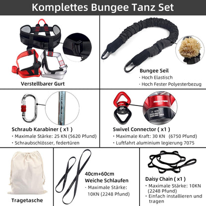 PRIOR FITNESS Bungee Fitness Equipment Set, heavy bungee resistance band, elastic dance bungee cord, bungee training device for home, gym, professional training equipment. (70KG)