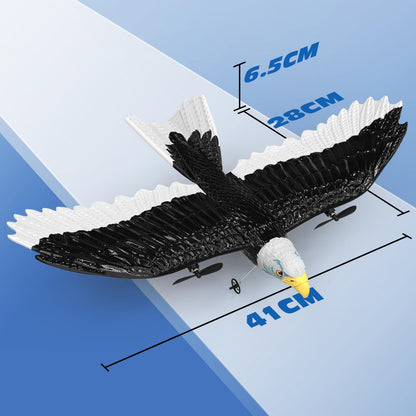 DEERC FX651 RC airplane, remote controlled eagle airplane for beginners, RC eagle outdoor with 6-axis gyro stabilizer, 2.4 GHz 2Ch flying bird with 2 flight batteries and propeller, for kids, boys
