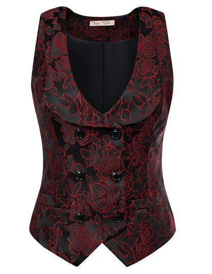 Belle Poque Women's Vintage Double-Breasted Coat with V-Neck and Handkerchief Hem