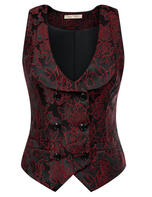 Belle Poque Women's Vintage Double-Breasted Coat with V-Neck and Handkerchief Hem