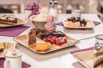 Waipur Organic Palm Leaf Plates - 25 large square pieces 25x25 cm - Premium disposable compostable tableware - Eco-friendly palm leaf dishes - similar to bamboo disposable plates.