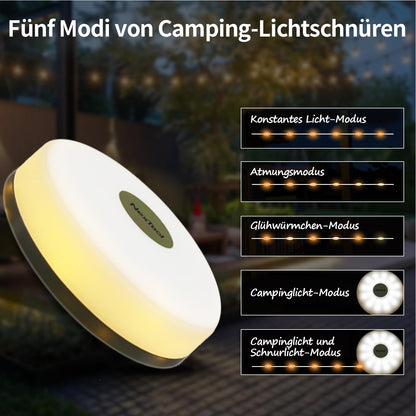 ELLASAY Camping String Lights, Outdoor String Lights with 5 Lighting Modes, 30s Recovery, Durable and Waterproof, USB Charging - 10M Portable Camping Lamp for Camping, Garden and Hiking