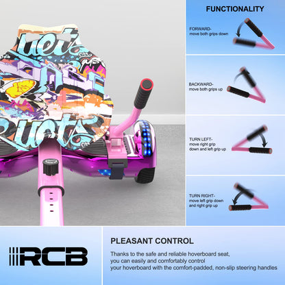 RCB Hoverboard Seat, Go-Kart accessory for Hoverboards, Hoverboard with seat suitable for all 6.5"-10" Two Rounds Self Balancing Scooter, Hoverkart for adults and children.