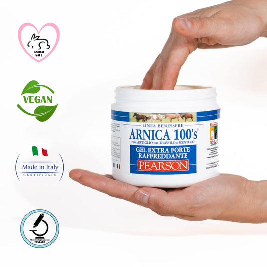 ARNICA 100'S - Arnica for horses, cooling gel Extra Forte by Pearson [500ml]. Arnica Gel Forte, cream with devil's claw and menthol. Regenerating and relaxing ointment.