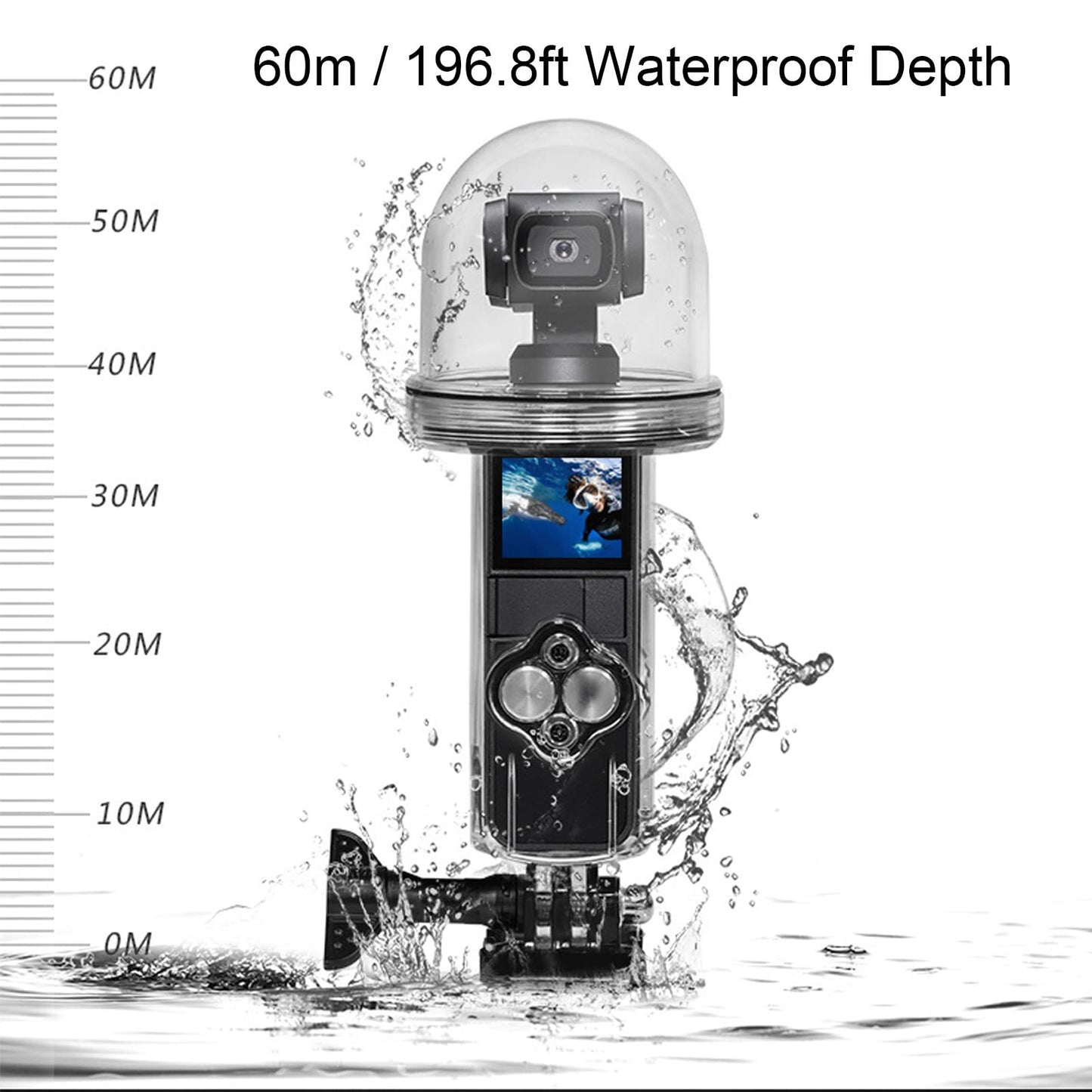 Goshyda Waterproof Case for Osmo Pocket, 60 M/196.8 Ft Protective Underwater Diving Housing, Action Camera Accessory for Surfing, Diving, Swimming