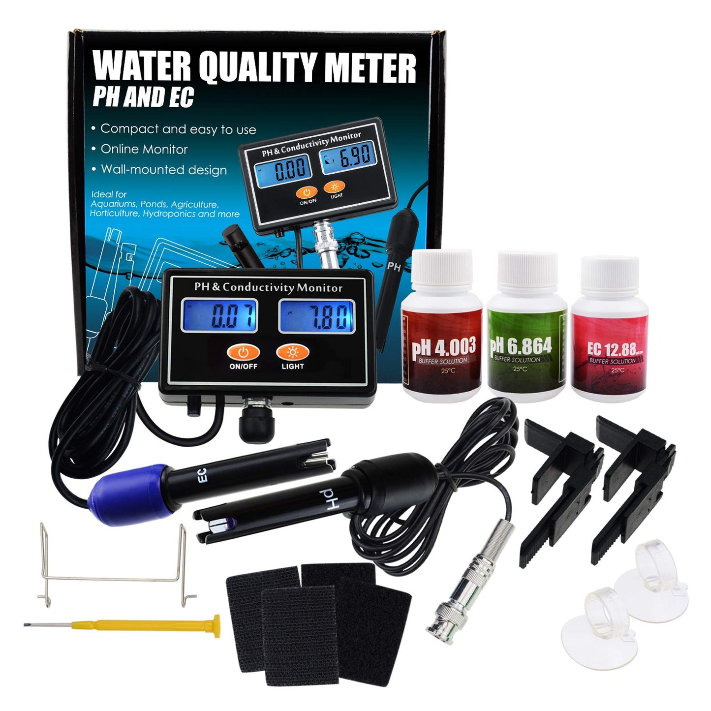pH/EC conductivity meter with ATC Water Quality Tester 0.0-14.0pH / 0~19.99ms/cm Aquarium, Hydroponic Tool