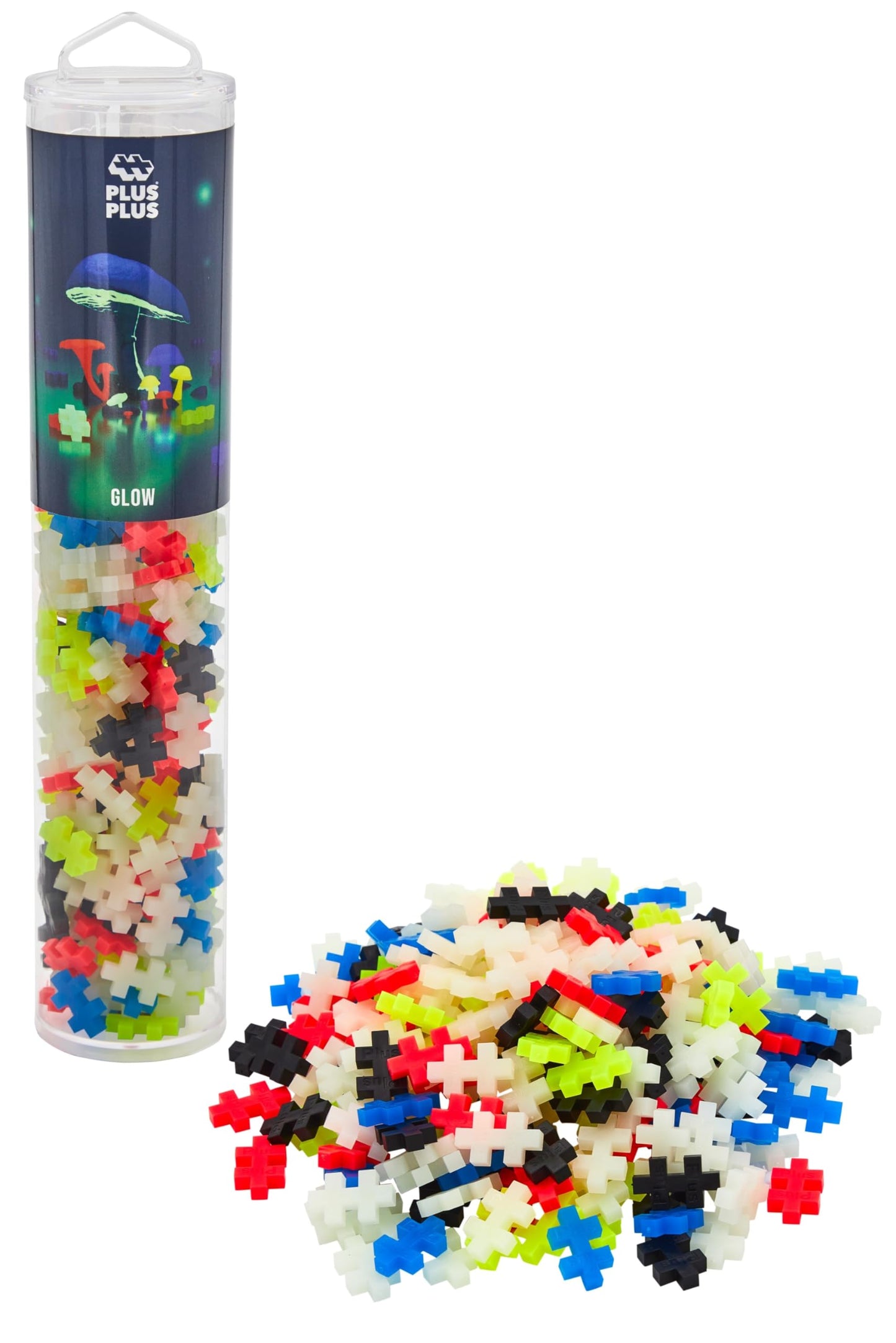 Plus-Plus 9604262 Awesome construction toy, Rainbow & 9604283, Awesome construction toy, Glow in the Dark, Creative Building Blocks Tube, 240 Pieces