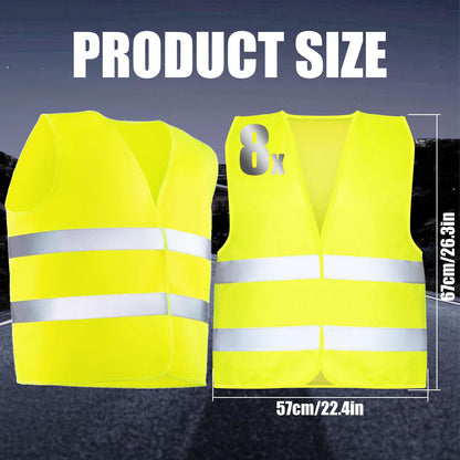 YSWOVUO warning vests for cars 8 pieces, valid throughout Europe according to EN ISO 20471, adult warning safety vest, yellow safety vest for cars, emergency vest for men and women.