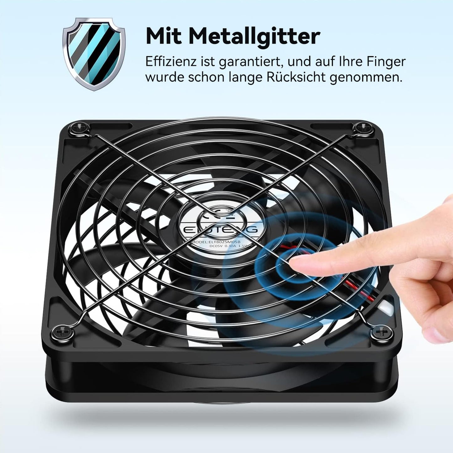 ELUTENG 2 in 1 USB fan 140mm 5V, double USB PC fan USB computer PC fan 140mm housing fan with 3 adjustable speeds for PS4/laptop/TV box/AV cabinet/router