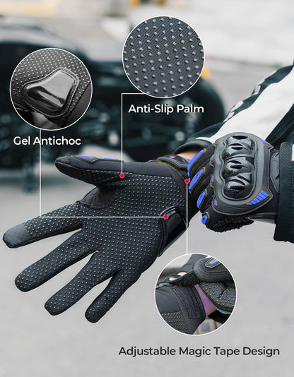 KEMIMOTO Motorcycle Gloves Men, Motorcycle Gloves Summer with Knuckle Protector and Touchscreen, Breathable Outdoor Gloves for Men and Women, for Motorcycle, Bicycle, Scooter, Hunting