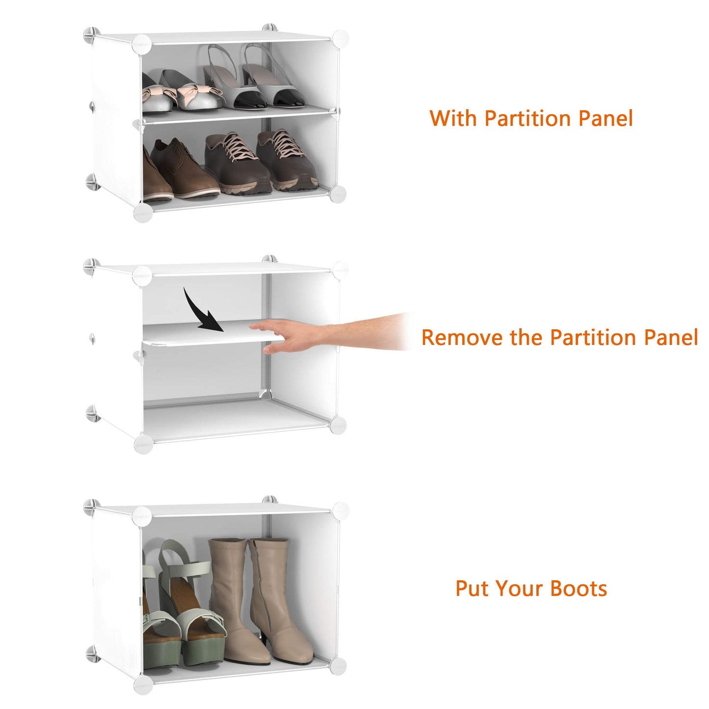 HOMIDEC shoe rack, 7-tier shoe cabinet shoe storage for 28 pairs of shoes and boots, plastic shoe racks shoe organizer for hallway bedroom entrance, white