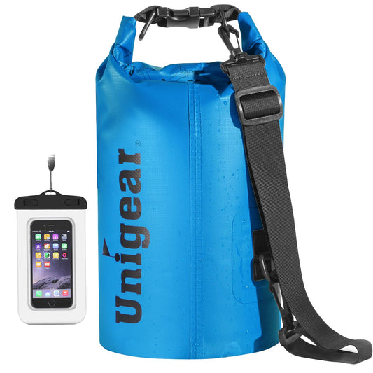 Unigear Dry Bag, 2L/5L/10L/20L/30L/40L/55L, waterproof bag waterproof bags dry sack with phone case and straps for boat and kayak, fishing, rafting, swimming, camping, and snowboarding.