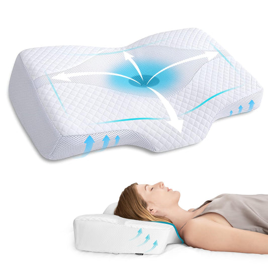 HOMCA Orthopedic Pillow Neck Pillow Ergonomic Pillow, Memory Foam Head Pillow, Orthopedic Neck Support Pillow Ergonomic for Cervical Spine