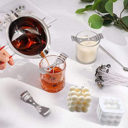 JILERWEAR Silicone Mold 6 Pack Candle Making Kit with Candle Wicks and Wax Melting Pot, for making scented candles, use as home decor.
