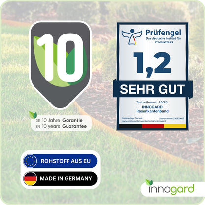 innogard lawn edge Corten steel L10m H25cm - Flexible bed edging 1 mm thick lawn edging tape for garden bed bordering bed edging