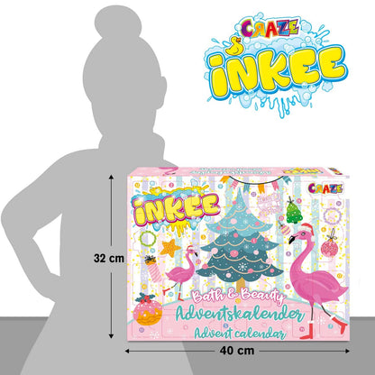INKEE Bath & Beauty Advent Calendar for Kids - Bath Fun Toy Advent Calendar for Girls, Christmas Calendar with bath bombs, bath ball, bath salts & hair accessories.