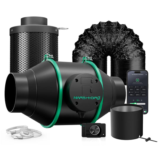 MARS HYDRO 4 Inch Smart Inline Fan Kit, with variable speed controller, ventilation system for grow tent, hydroponics.