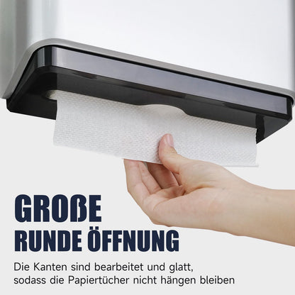 AIKE Paper Towel Dispenser Wall-Mounted without Drilling, compatible with Z/N-Fold and H2 for paper fold size 25.3 x 8 (cm) or smaller, holds 200 sheets of paper.