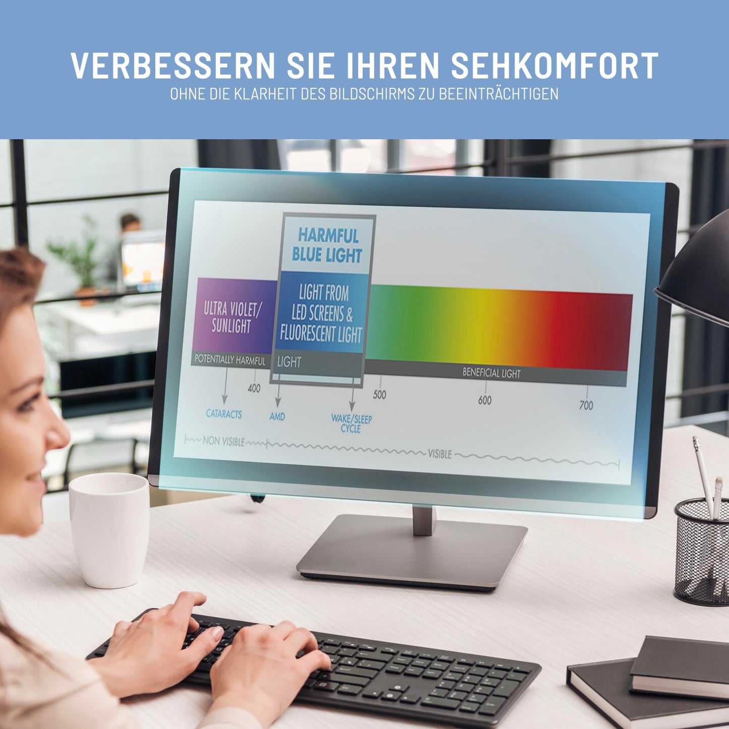 VistaProtect Premium Anti-Blue Light Filter for Computer Monitors, Removable (26" to 27" Inches)
