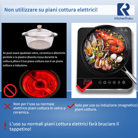 2 PIECES Induction Cooktop Mat - (magnetic) Cooktop Scratch Protector - for induction stove, multifunctional silicone mats for air fryers, microwave mat from KitchenRaku (Black, 20cm)
