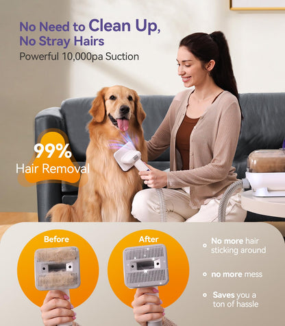 oneisall dog vacuum cleaner with brush, super suction power of 12000Pa, pet hair vacuum cleaner by brush with one button, pet hair remover with 4 grooming tools, 1.5L