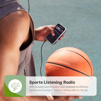 MangoKit MP1+ Portable Pocket DAB DAB+ Radio, Personal FM Radio with Headphones, Sports DAB Radio with Lockable Buttons, Rechargeable Battery, 20 Presets W/Display-Black & Silver.
