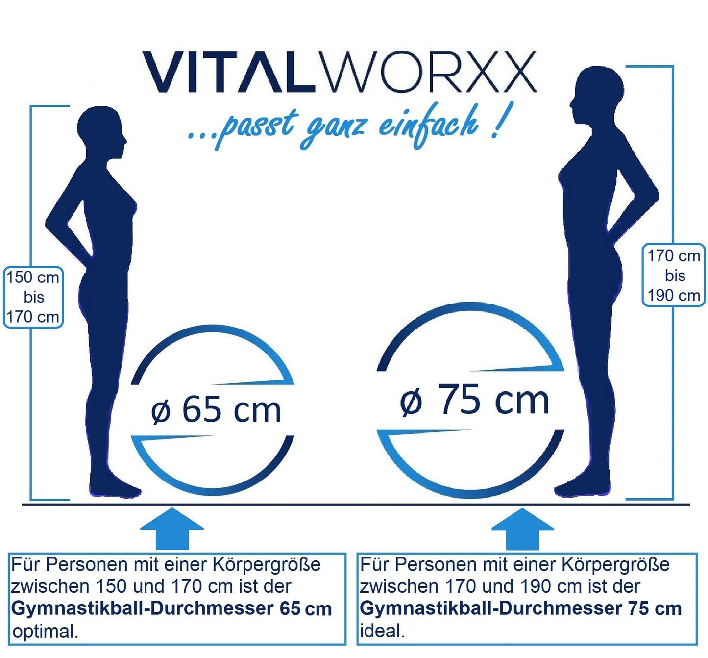 VITALWORXX Gymnastics Ball for Pregnant Women, extremely stable, Exercise Ball Yoga Ball Pezzi Ball with pump, with exercises for pregnancy, birth, health.