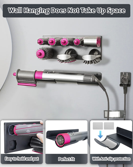 YOUSTOO Storage Holder for Dyson Airwrap Wall Mount Stand for Dyson Air Wrap Curling Iron Accessories Organizer for Dyson Wrap Bracket Rack Bathroom Bedroom