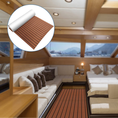 Yacht flooring, Teak EVA foam boat flooring non-slip mat Marine non-slip floor deck carpet self-adhesive (Brown)