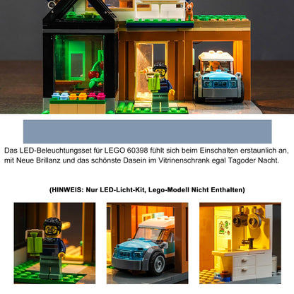 LED light set for Lego Family House and Electric Car 60398 (no Lego), decoration lighting kit for Lego 60398 City Family House with Electric Car creative toy