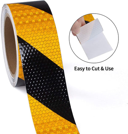 XFXIA Reflective Tape Yellow & Black 20m x 5cm Waterproof Reflective Self-Adhesive Warning Tape Safety Tape-Conspicuous Warning Tape for vehicles, cars, trailers, outdoors